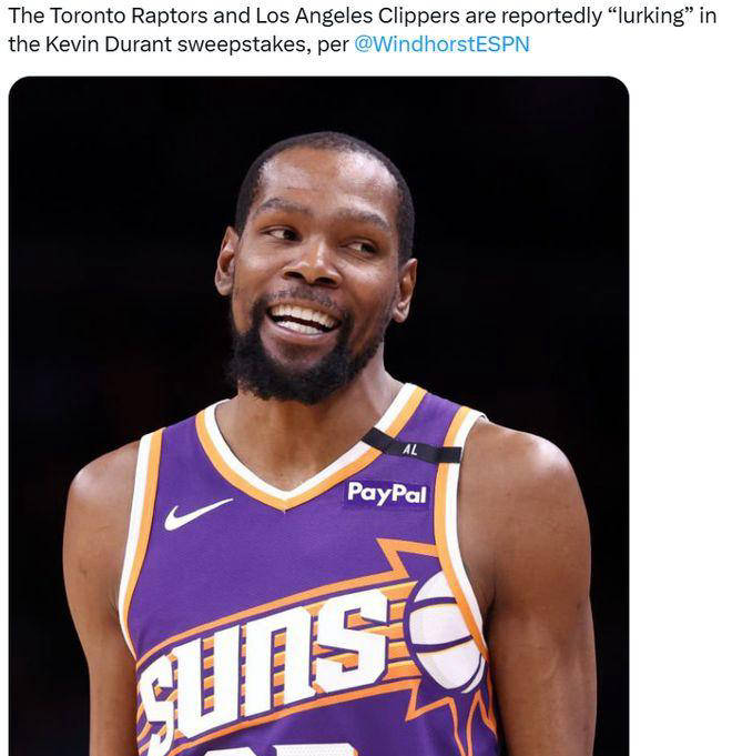 皇冠体育下载-多伦多猛龙和洛杉矶快船秘密觊觎凯文-杜兰特，太阳备感兴奋